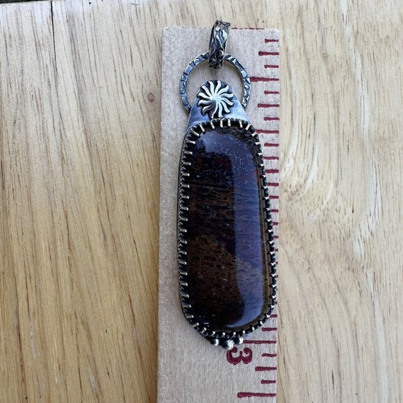 Pendant Fossil Dinosaur Gembone Paul Rossman 925 Sterling 3" w Bail 25.1g - Picture 13 of 14